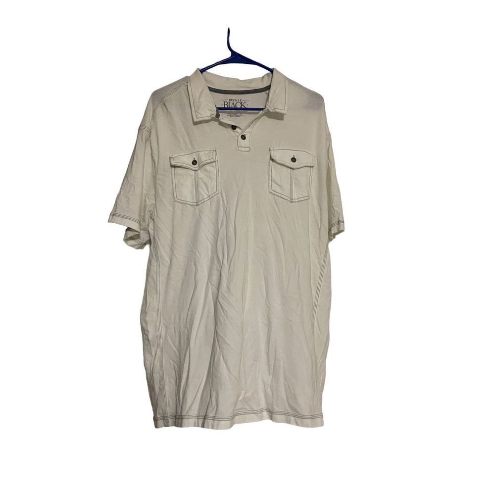 Buckle Black no.48 WHITE polo shirt size XL